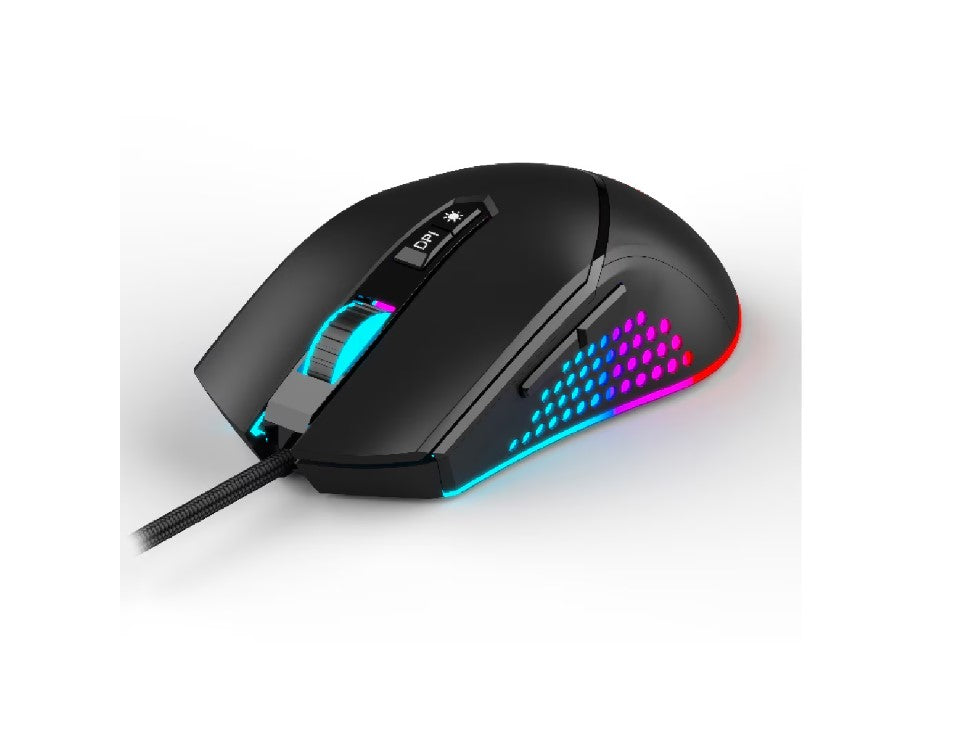 Mouse Alien Nova, Spacer, gaming, cu fir, USB, optic, rezolutie ajustabila 12.000 dpi, butoane/scroll 7/1, iluminare RGB, negru