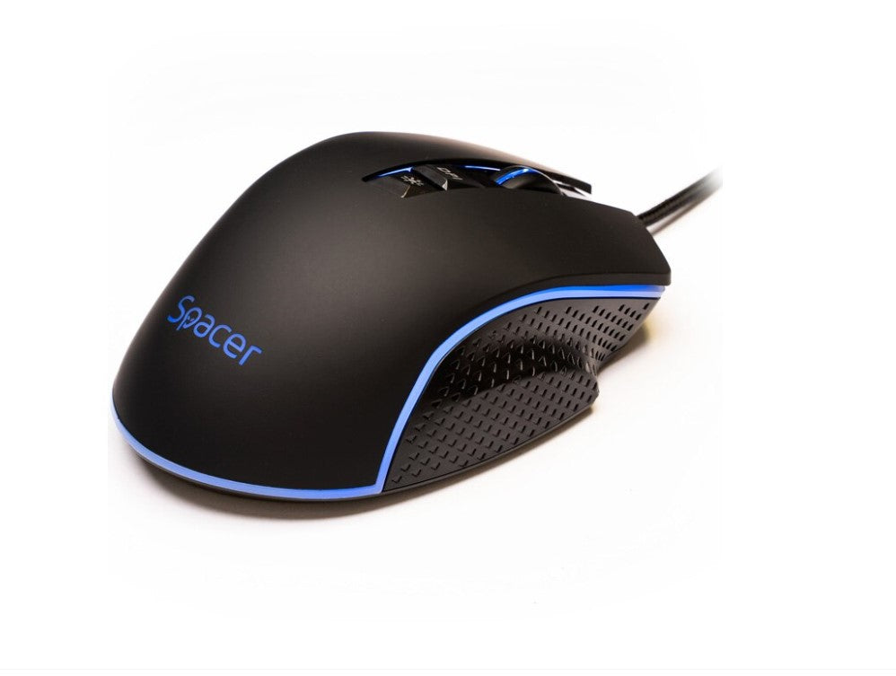 Mouse Pulsar Speed,Spacer, gaming, cu fir, USB, optic, rezolutie ajustabila 8.000 DPI, butoane/scroll 7/1, iluminare RGB, negru