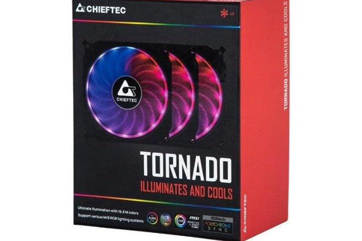 Set 3 ventilatoare Chieftec PC 120x120x25 mm CF-3012-RGB, ADD RGB LED, HUB, telecomanda