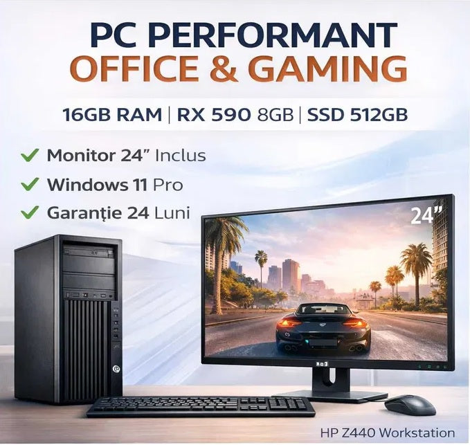 PC Gaming Complet RX 590 8GB / 16GB / SSD 512GB + Monitor 24”