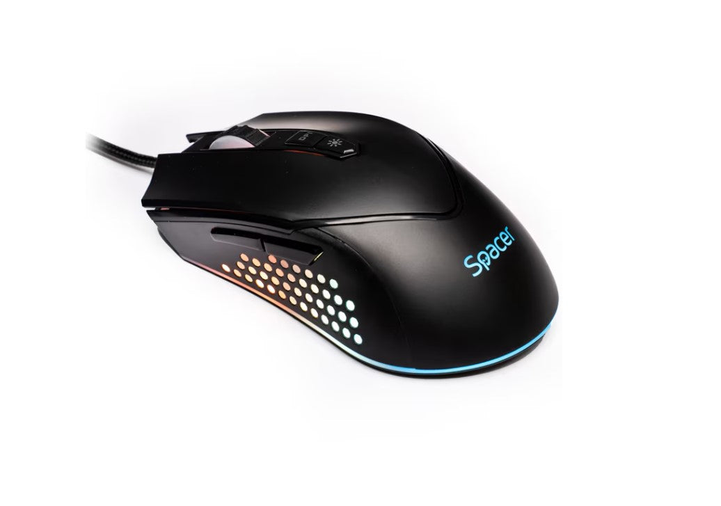 Mouse Alien Nova, Spacer, gaming, cu fir, USB, optic, rezolutie ajustabila 12.000 dpi, butoane/scroll 7/1, iluminare RGB, negru