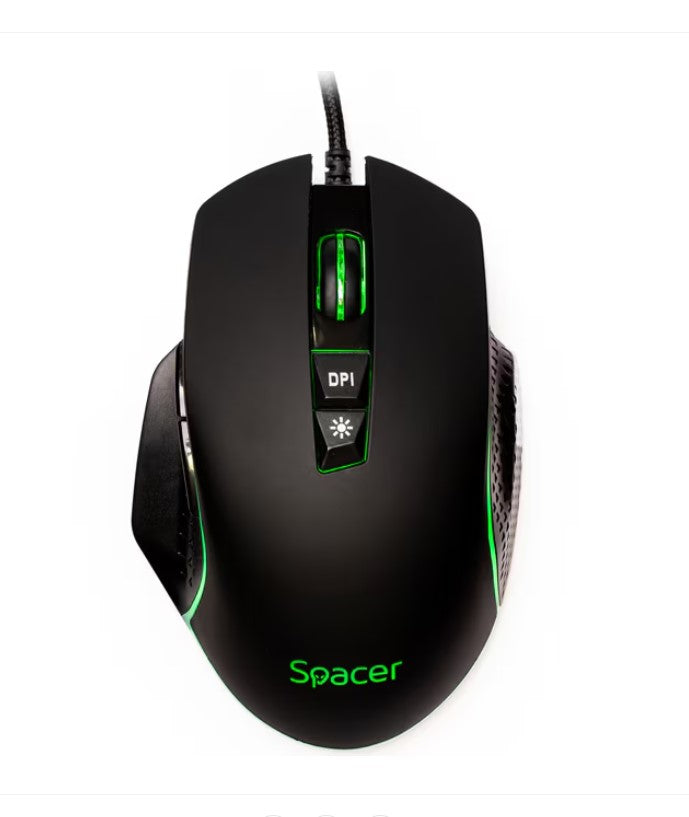 Mouse Pulsar Speed,Spacer, gaming, cu fir, USB, optic, rezolutie ajustabila 8.000 DPI, butoane/scroll 7/1, iluminare RGB, negru