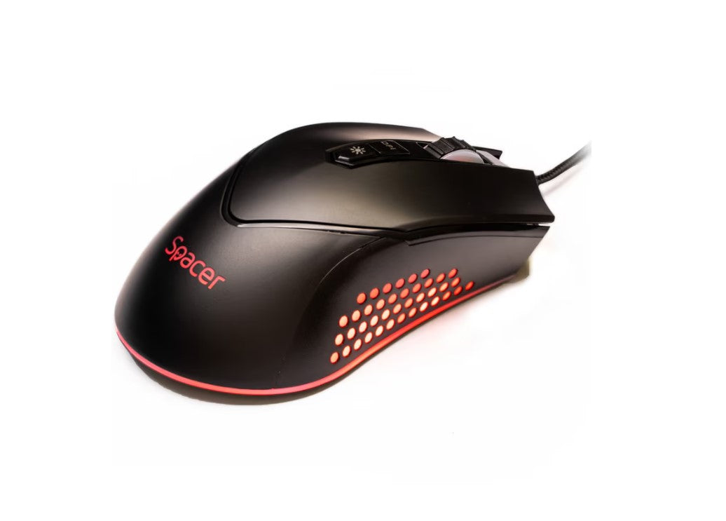 Mouse Alien Nova, Spacer, gaming, cu fir, USB, optic, rezolutie ajustabila 12.000 dpi, butoane/scroll 7/1, iluminare RGB, negru