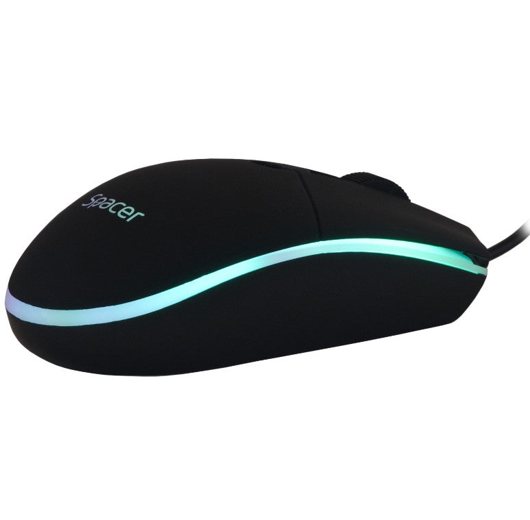 KIT gaming SPACER USB INVICTUS, tastatura RGB rainbow + mouse optic 7 culori, black, 'SPGK-INVICTUS