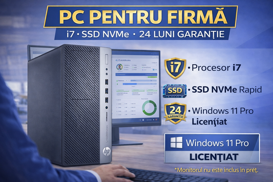 Sistem HP ELITEDESK 800 G3 TOWER, Intel I7 7700, 8 GB DDR4, SSD 256 GB NVME, DVD/RW