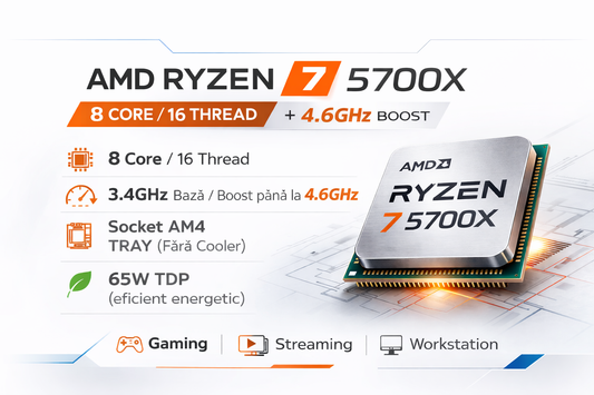 Procesor AMD Ryzen 7 5700X – 8 Core / 16 Thread / 4.6GHz Boost – AM4 (TRAY fara cooler)