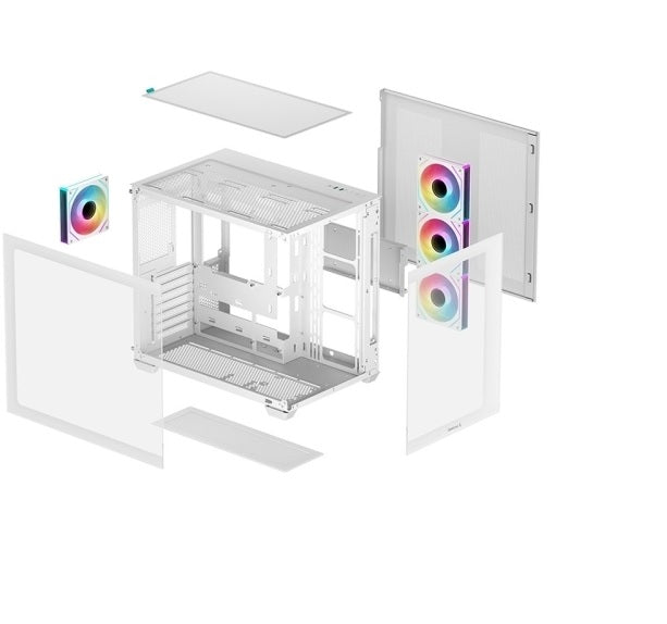 Carcasă Gaming DeepCool CG530 4F White ATX 4x ARGB PWM USB-C Tempered Glass