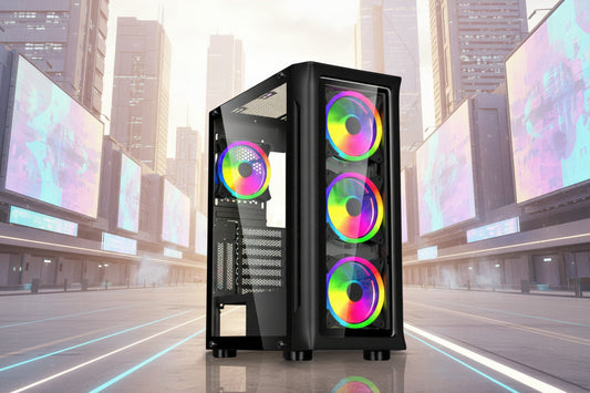 Carcasa Spacer Shield ARGB Middle Tower, ATX, fara sursa, sticla securizata