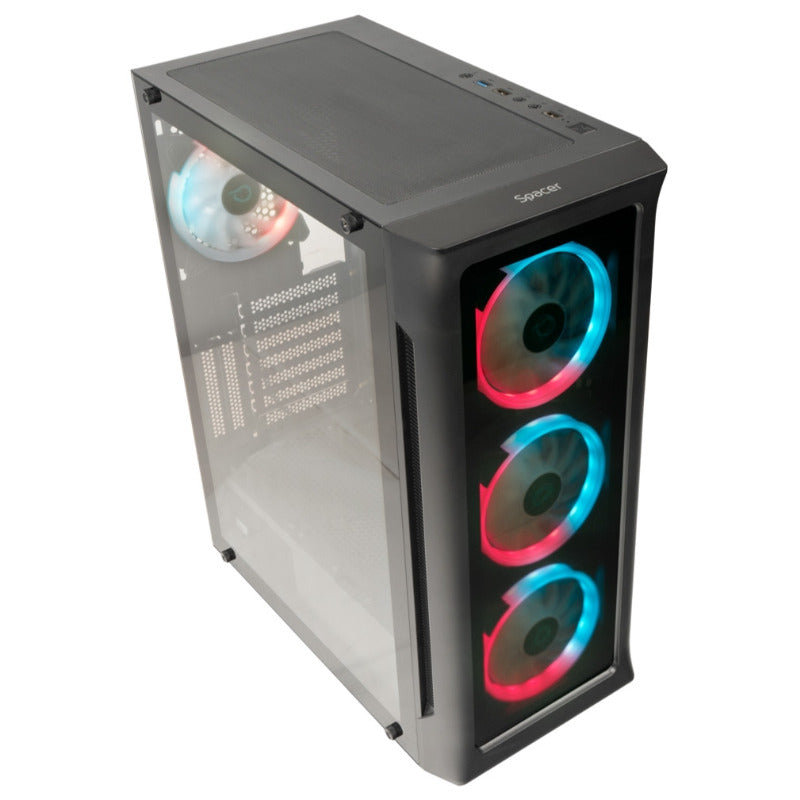 Carcasa Spacer Shield ARGB Middle Tower, ATX, fara sursa, sticla securizata